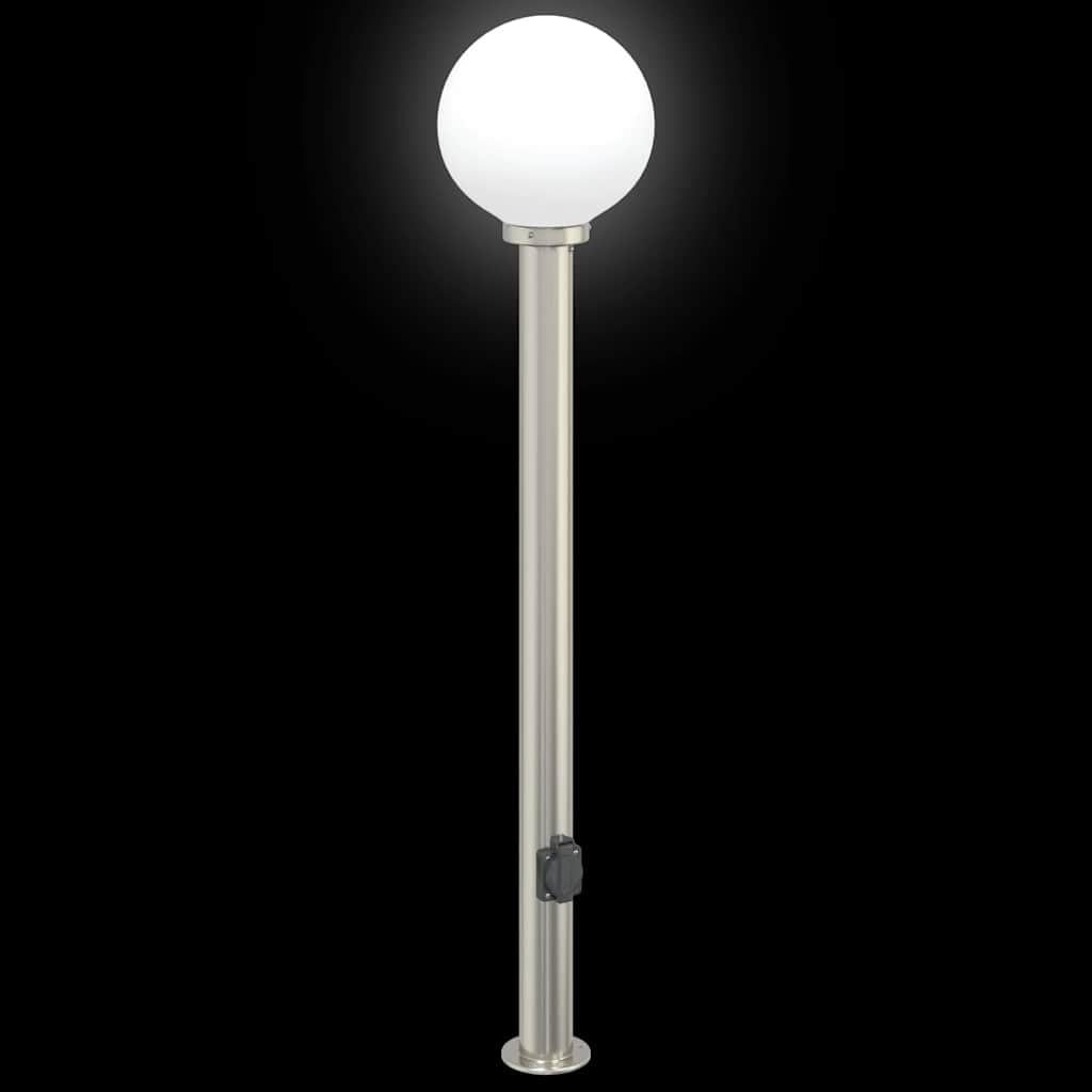 Lampy słupkowe ze stali nierdzewnej z ochroną IP44, 3 sztuki, wysokość 120 cm, z gniazdkiem, do użytku na zewnątrz, na taras, do ogrodu, oświetlenie drogi, trwałe, nowoczesne, stojące