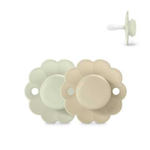 Suavinex, Lot de 2 Sucettes Bébé 0/6 Mois, Sucette Ronde avec Tétine Symétrique SX Pro en Silicone, Réversible, Plate, Flexible, Respecte le Développement...