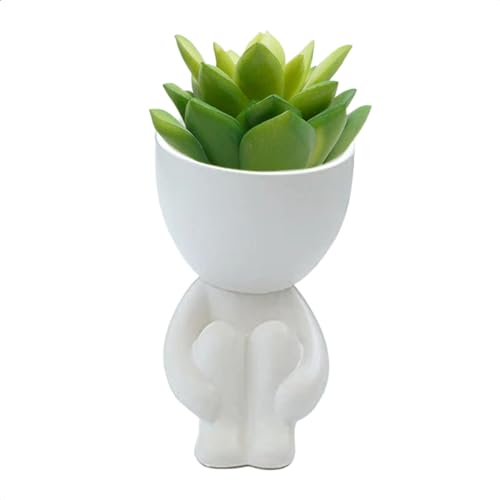Vaso Cerâmica Decorativo Para Plantas Suculenta Cactos Pequeno Vaso Bonequinho Casa Jardim Escritóri