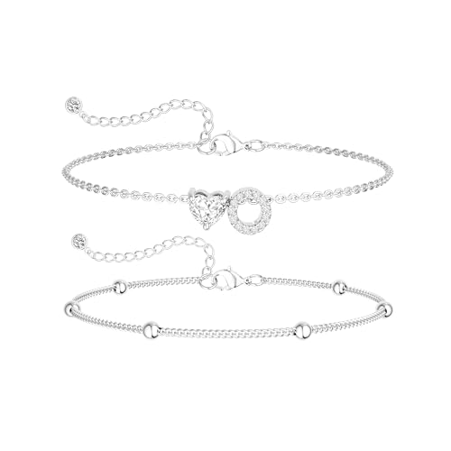 Image of NECOCY Initial Heart Diamond Anklets for Women Waterproof, Non Tarnish 14k Gold Plated Letter Ankle Bracelets Dainty, Summer Beach Bikini Jewelry Gifts for Women