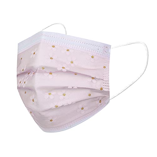 IBAOBAO Lulupi 50 Stück Einweg Erwachsene Mundschutz Mund-Nasenschutz Elegant Mesh 4-lagig Atmungsaktive Einmal MNS Mundschutzmaske Halstuch Maske Tücher Blumen Motiv Multifunktionstuch Schals Tücher Cover