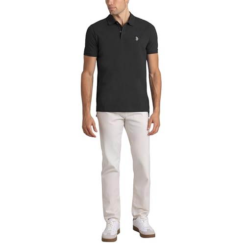 Image of U.S. POLO ASSN. Men Cotton Regular Fit Solid Polo With Small Pony | Two-Button Closure Pique Polo Shirt, Summer Fashion Golf Shirt