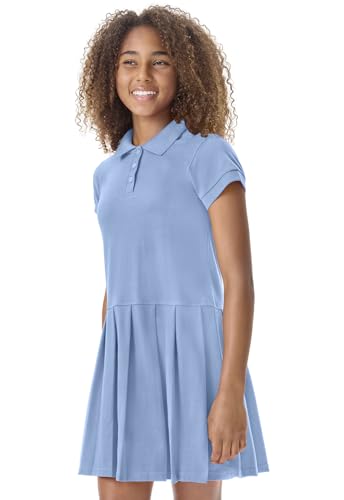 Image of Classroom School Uniforms Little Kids Pique Polo Short Sleeve Dress | Child Fit, Matching Ribbed Collar, Banded Sleeves, Three-button Placket, Comfortable Fit, School Uniform Essential
