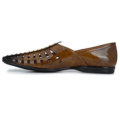 Image of Prolific Men's Brown Ethnic Juttis Mojaris & Partys Shoes (Tan, Numeric 8)