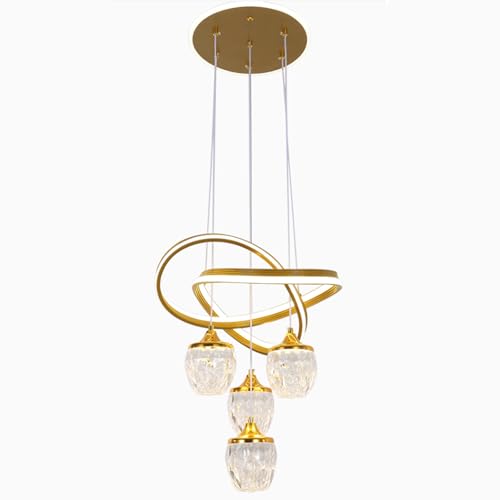Lustre trichromatique suspension 4 lampes à intensité variable pour salon moderne