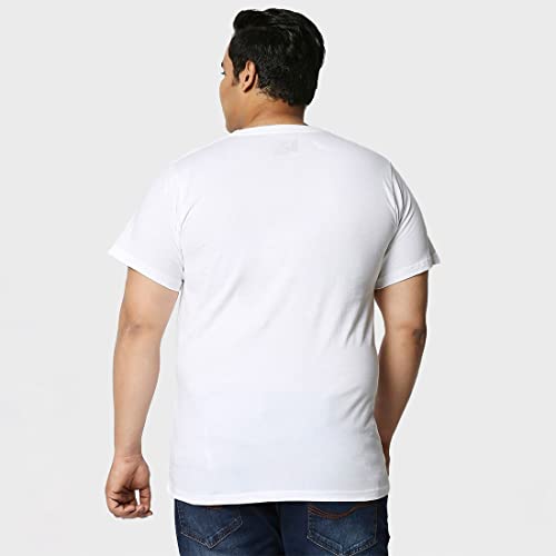 Image of Bewakoof Men's Typography Regular Fit Half Sleeve Round Neck Cotton Plus Size T-Shirt