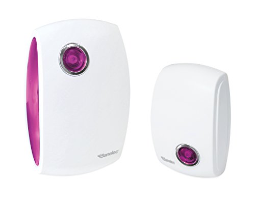 Mantenimiento Del Hogar, Home Improvement SANELEC, Timbre Inalámbrico con Clavija, Botón Transmisor a Prueba de Agua, Control de Volumen, Color Rosa, Modelo 2634