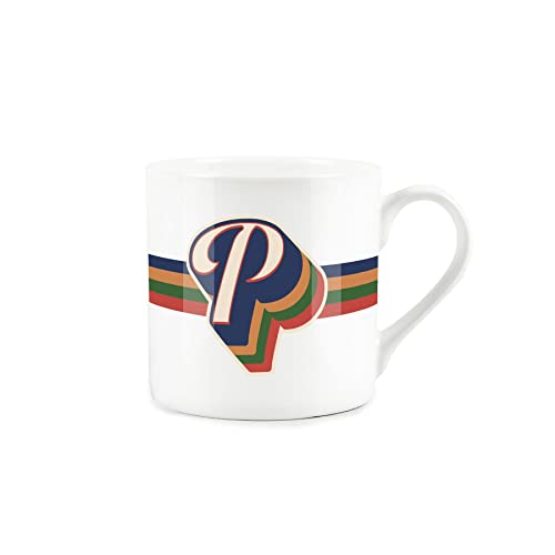 Purely Home Retro Alphabet Letter P Mug - Bone China White Coffee Tea Present Personalised Initial Gift - Image 3