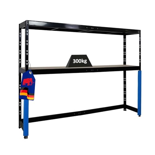PROREGAL Garagenregal Hercules platzsparend unterfahrbar HxBxT 180x240x50cm 2 Lagerebenen Fachlast 300kg Schwarz Schwerlastregal Lagerregal