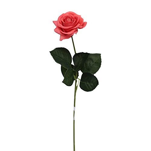 Angel Isabella, Llc Real Touch Rose - 1 Dozen(12 Stems) Life-Like Realistic Touch Artificial Flowers For Decor, Wedding, Crafts (Coral) #TOP12