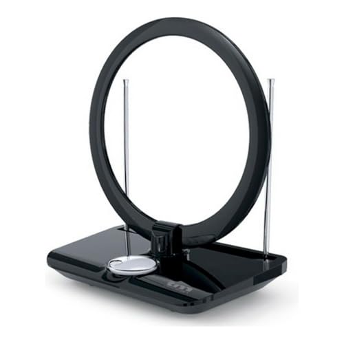 TM Electron TMANT014 Antena de Interior para televisión Alta definición (HD), con indicador de Encendido, compacta, amplificada con 45dB para recepción de TDT (DVB-T), UHF, VHF y FM.