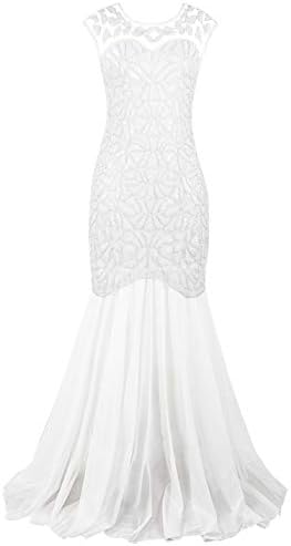 PrettyGuide Women 's 1920s Sequin Gatsby Plus Size Formal Evening Prom Dress XXL White