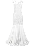 PrettyGuide Women 's 1920s Sequin Gatsby Plus Size Formal Evening Prom Dress XXL White