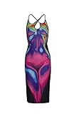 CAPE CLIQUE Women Sexy Spaghetti Straps Sleeveless Dresses Backless 2023 Summer Cutout Body Print Party Club Sundresses Purple L