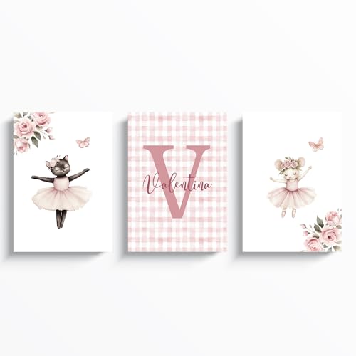 ayurvana Set de Láminas Infantiles de Ballet – Cuadros de Bailarinas en Acuarela con Lazos – Decoración Habitación Niña y Bebé Estilo Coquette – Regalo Nacimiento – A4 SIN MARCO (LAMBALLPER)