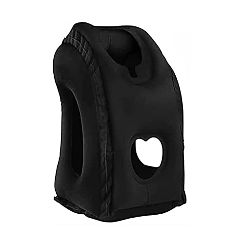 Uppblåsbar resekudde, 30 x 40 cm (11,8 x 19,6 tum) resekudde haka för att stödja kudde flygplan sovande nackkudde är för flygplan, svart