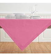 Solino Home Linen Tablecloth 52 x 52 Inch – 100% Pure Linen Flamingo Pink Tablecloth