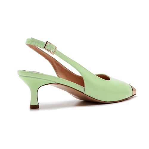 ZXHYZLZ Kitten Heels For Women Metal Pointed Toe Slingback 2-inch Comfortable Low Pumps Closed Toe Adjustable Sling4