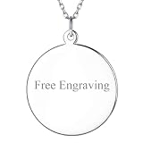 SILVERCUTE Custom Initial Disc Necklace 925 Sterling Silver Minimalist Personalized Circle Pendant Text Engravable with Name/Date/Locations 25mm Coin Disc Necklaces for Women