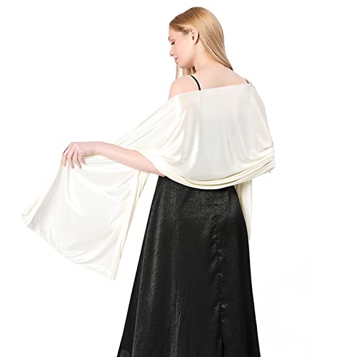 Ralcosuss Women’s Satin Silk Shawl and Wrap for Evening Party Dresses Bridal Bridesmaid Wedding Shawl Shoulder Cover Up, Thick Beige-yellow, One size