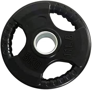 Olympic Weight Plates – Rubber Coated Cast Iron Weights Tri Grip Radial Range of Weights Sizes Black 2.5kg*2 5kg*2