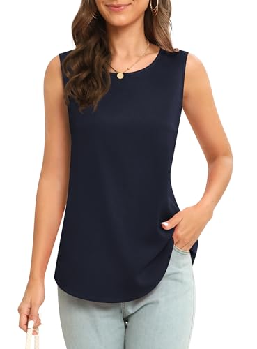 Image of Women's Sleeveless Chiffon Tank Top Business Casual Blouse Tunic Top