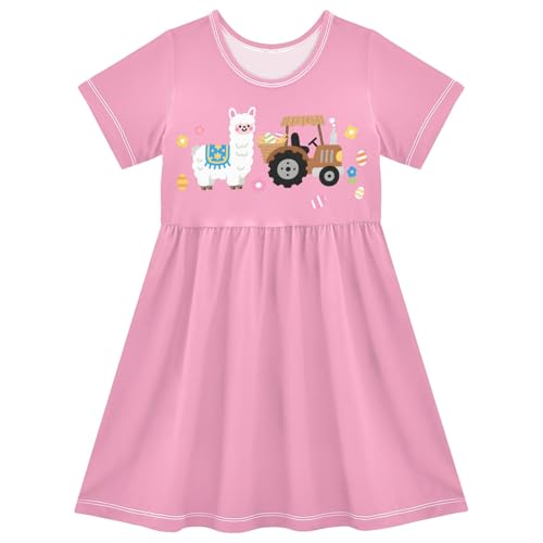 Love Heart Capybara Toddler Dress Girls Summer Short Sleeve T-Shirt Dress Casual Outfit