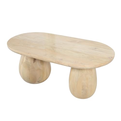 Image of Gharaana Akira Modern Wooden Centre Table for Living Room (40x20x18 inch) Solid Mango Wood | Natural Bleach Finish | Rectangular Solid Wood Luxury Coffee Table