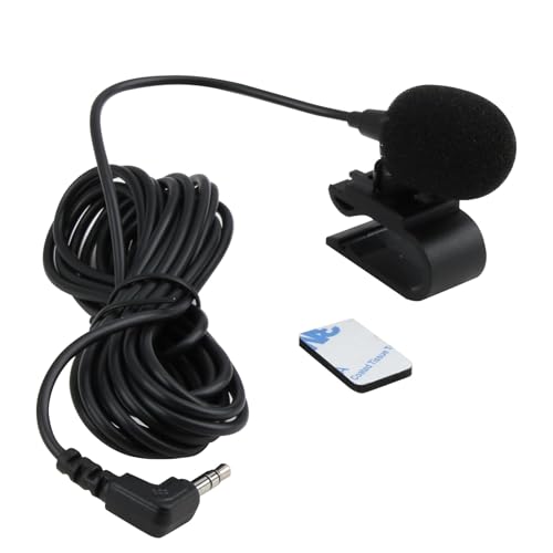 Micrófono Estéreo Portátil con Conector Jack 3,5 mm et Cable de 3 M, Mini Micrófono Lavalier con Codo, Radio para Coche con Pegatina Eva y Clip para Grabar Entrevistas, Videoconferencias, Teléfono