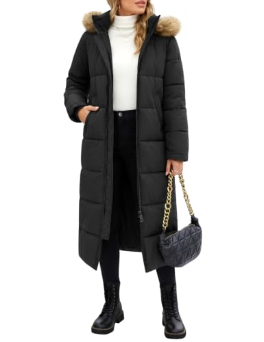 Tuopuda Damen Wintermäntel Lang Steppmantel mit Kapuze Winterjacke