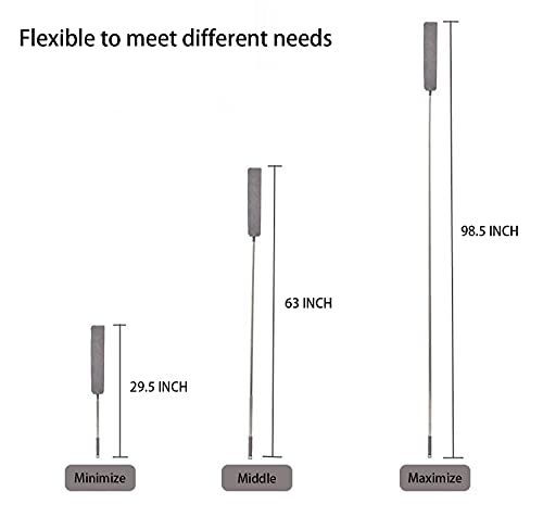 Suzzyvine Bedside Dust Brush, Microfiber Gap Duster With Extension Stainless Pole 30 To 100 Inches, Adjustable Mop Sweep Cleaning Duster, Gap Cleaning Brush For Bed High Ceilings Furniture Bottom #TOP1