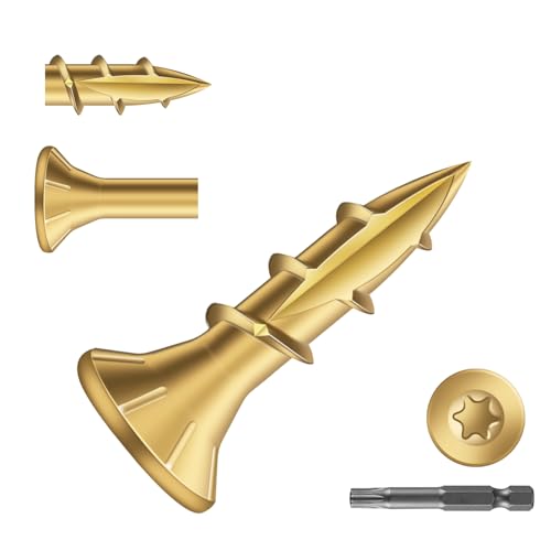 Image of #8 x 5 /8 inch Deck Screws (295Pcs) 1lb. Exterior Wood Screws. Carbon Steel, Tan, Flat Head, Rust Resistant epoxy Coated, with T25 Star Bit