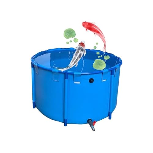 Genérico Piscina de Lona elevada para Peces - Acuario de PVC con válvula de Drenaje, Estructura de Acero de 2 x 0,6 m para koi y Peces Dorados, Ideal para Juegos acuáticos al Aire Libre para niños (1