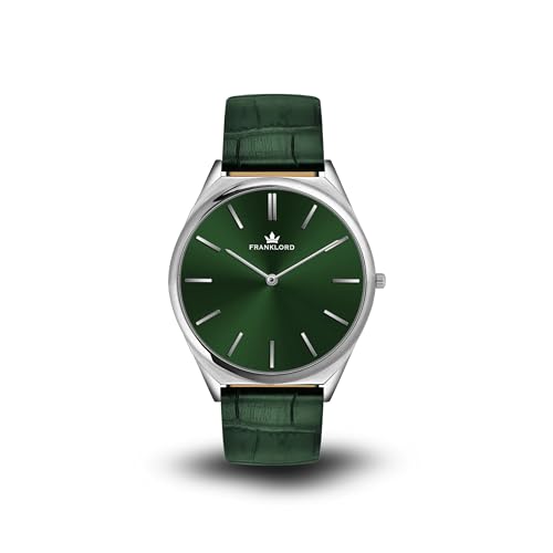 Image of Franklord Ultra-Slim Men's 5 mm Swiss Movement Dress Watch - 40 mm Case, Sapphire Crystal, 316L Stainless Steel with Leather Strap