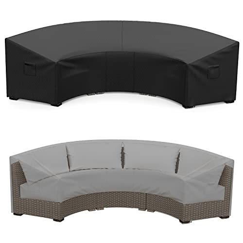 Mrrihand Curved Patio Furniture Covers, Waterproof Outdoor Sectional Sofa Cover, Heavy Duty Windproof Lawn Outdoor Couch Covers With 600D, Uv Resistant, Air Vents-120 Lx36 Dx38 Hx82 Fl, Black #TOP16