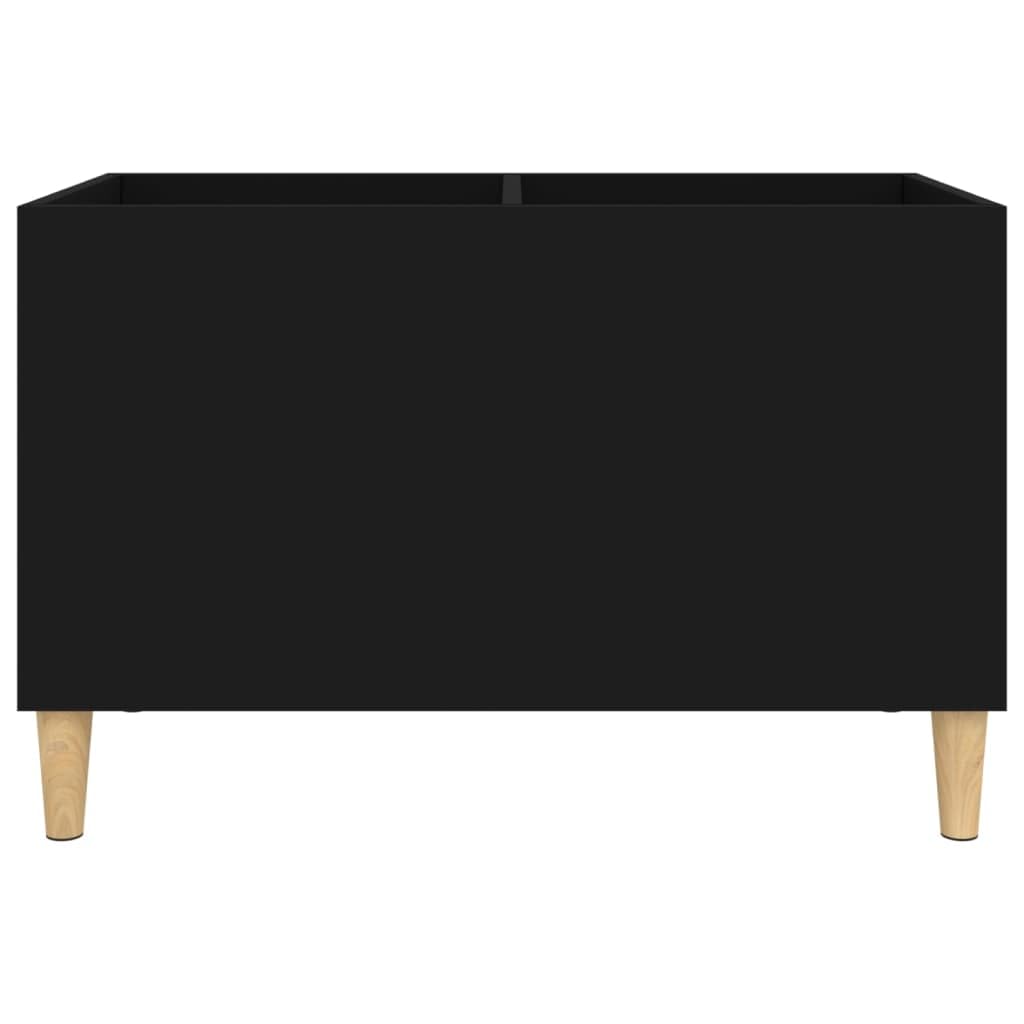 Czarna szafka panelowa 74,5 x 38 x 48 cm, materiał drewnopochodny z miejscem do przechowywania płyt gramofonowych, szafka pod telewizor, kredens, komodę, regał, montaż na ścianie, zajmujący
