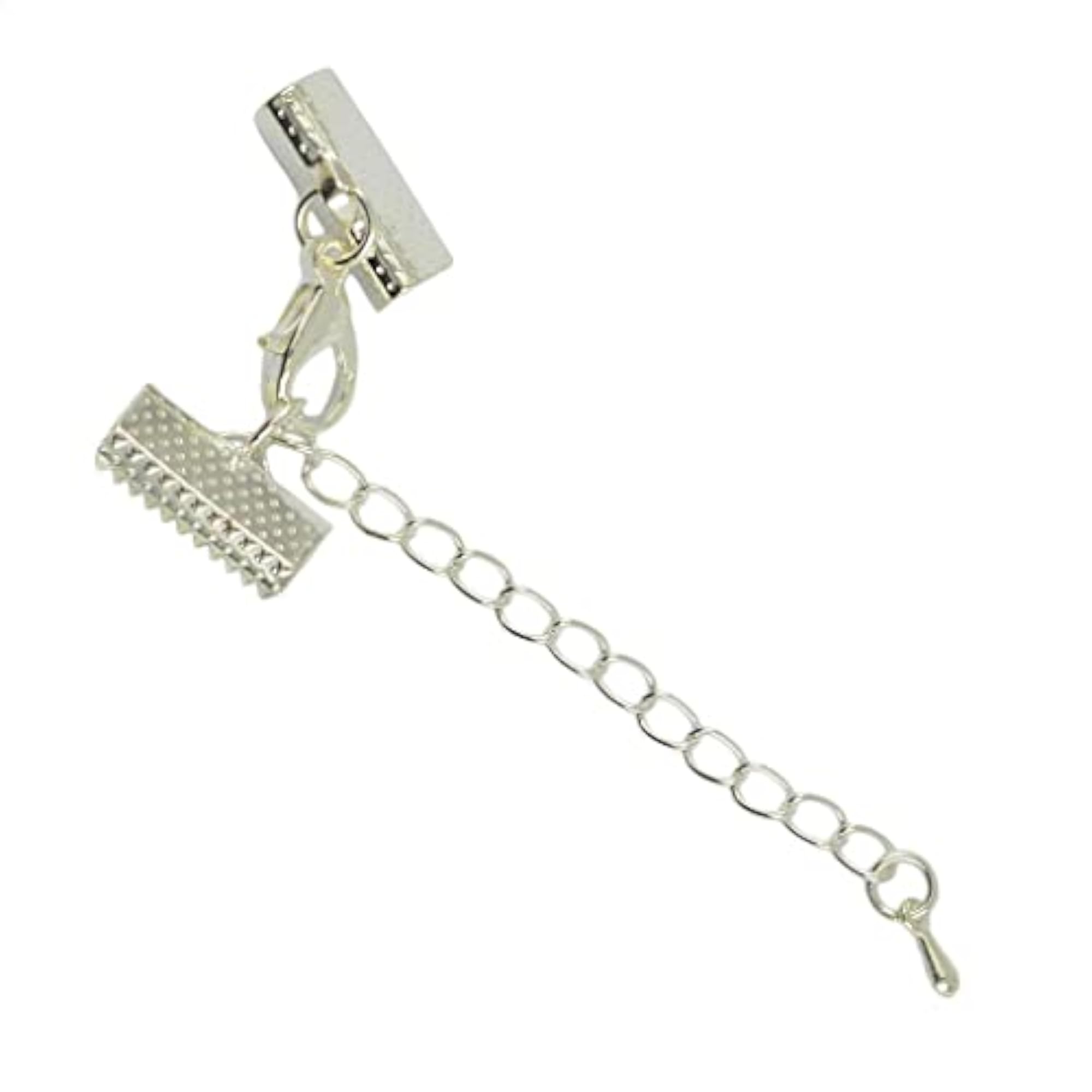 Silver White Plated Lobster Clasp Clip Ends Extender Chain Set