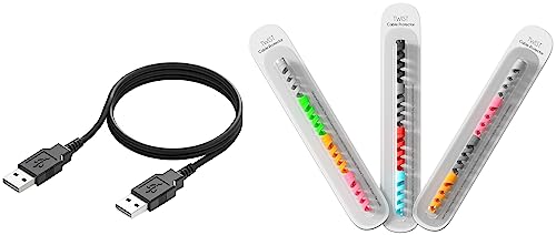 Image of Lapster 1.5 mtr USB 2.0 Type A Male to USB A Male Cable & LAPSTER Spiral Charger Spiral Charger Cable Protectors for Wires Data Cable Saver Charging Cord Protective Cable Cover Set of 3 (12 Pieces)