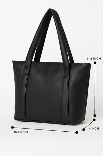 Image of Women's Brown Leather Tote Bag for Office | Laptop Handbag with 11 Inch Compartment, Multiple Pockets & Zipper | Large Capacity Work Shoulder Bag for Daily Use & Travel | quality material