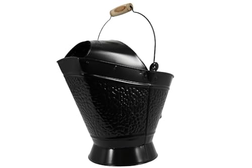 Coal Hod Bucket - Black - Decorative Appeal - for Fireplace & Pellet Stove Ashes - Easy Hopper Filling - Handle - Lightweight - Thumbnail 4