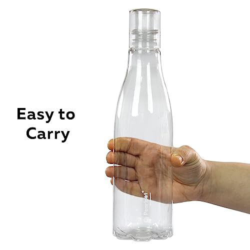 Image of PEARLPET Throttle Water Bottle for Home | Leak Proof Bottles for Refrigerator | BPA-Free, Food Grade, Plastic | Set of 6, 1000 ML Each, Multicolor