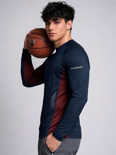 Image of EYEBOGLER Men's Full Sleeve Round Neck Activewear T-Shirt | Dry Fit Sports Top for Gym, Running & Training | Breathable Stretch Fabric | Athletic Fit for Workout & Outdoor Activities