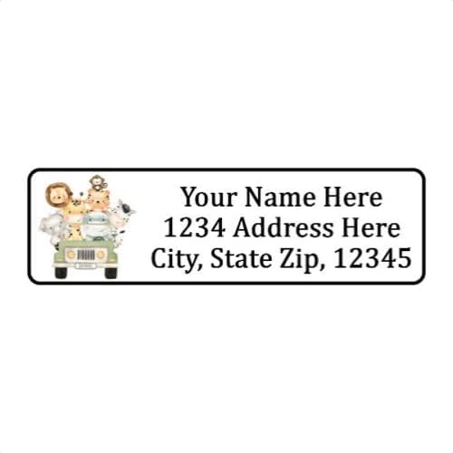 Personalized Jungle Safari Animals 1/2" x 1.75" Return Address Labels Stickers (800)
