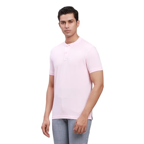 Image of Parx Men's Cotton Polyester Blend Solid Pattern Regular Fit Henley Collar Henley Neck Half Sleeve Casual T-Shirt