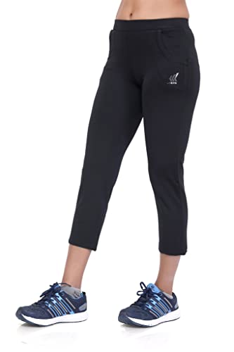 Image of Women Airforce Blue Regular Fit Streachable Capri for Gym, Yoga, Runing, Jogging Activewear Two Sided Pockets Capri (Size XL, 30-32)