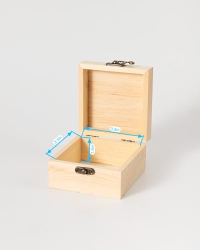 Image of 12 Piece Small Wooden Box Unfinished Wooden Treasure Box with Lids for DIY Crafts (4.1X4.1X2.4 in)