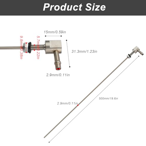 KLEHOPE Tankentnehmer, 50cm Standheizung, Edelstahl Kraftstoffleitung, 5mm x 3mm, für Meisten Fahrzeuge, Maschinen und Geräte
