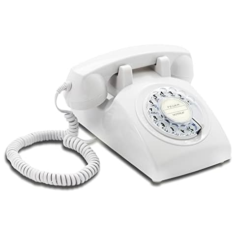 Opis 60s Cable - Retro Corded Phone with GPO inlays/Corded Telephone Landline/Retro Phone/Vintage Telephone/Landline Phone/Corded Landline Telephone Retro/Old Telephone/Home Phone Corded (white) Cover