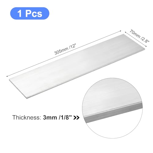 Image of uxcell Square Aluminum Flat Bar, 1 /8 inch Thick 2.8 inch Width 12 inch Length Square Aluminum Bar 6061 Aluminum Flat Plate, 3 x 70 x 305mm T6511 Solid New Mill Stock for Industrial Building