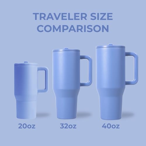 Image of HydroJug Traveler 40oz, Insulated Tumbler with Handle & Straw, Light Blue